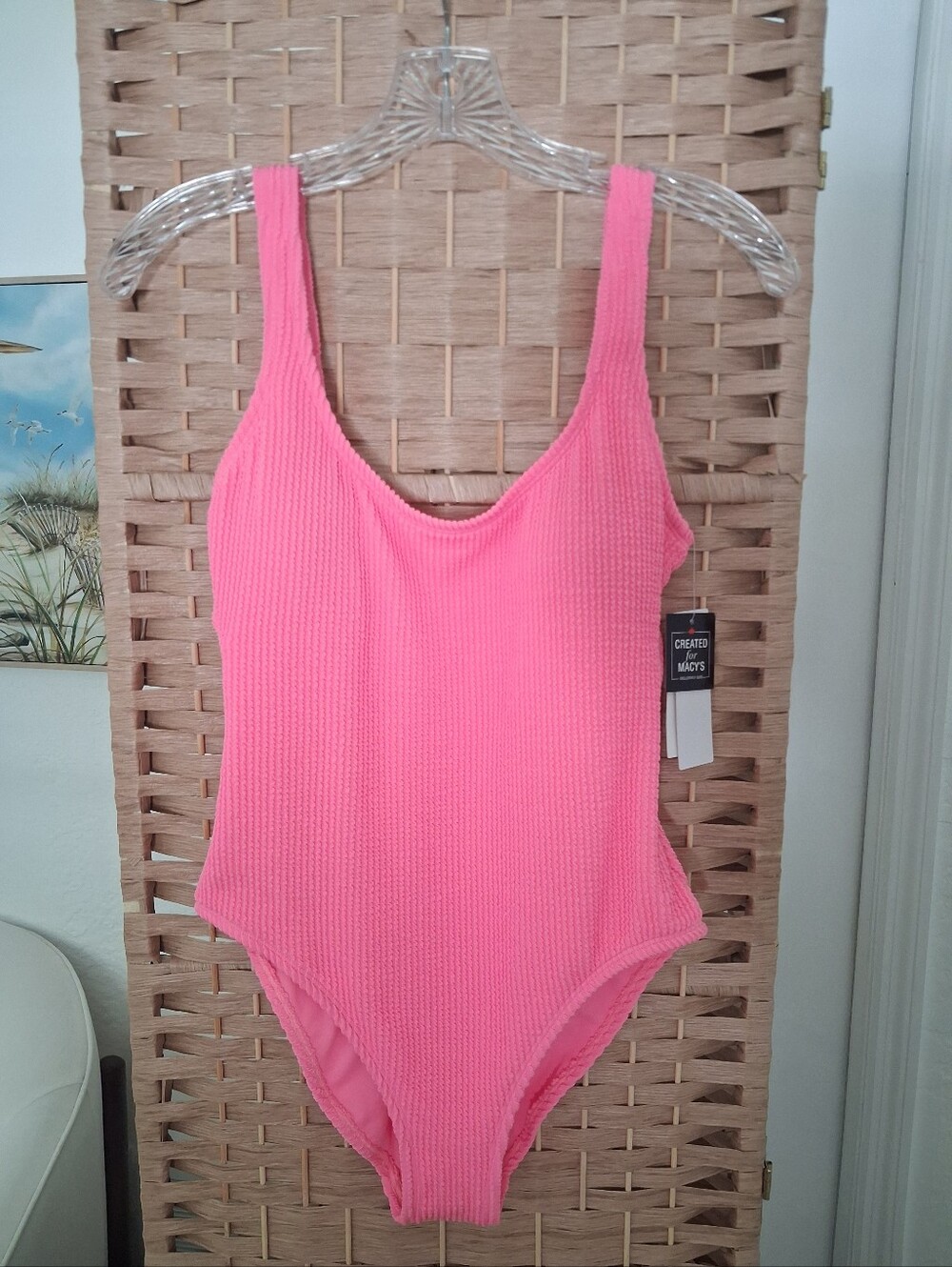 🌴🆕️🩷 Macy's Salt + Cove Pink One Piece Swimsuit Size Medium 🌴🆕️🩷